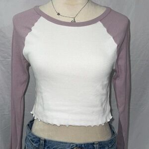 Aeropostale Lilac and White Long Sleeve Top